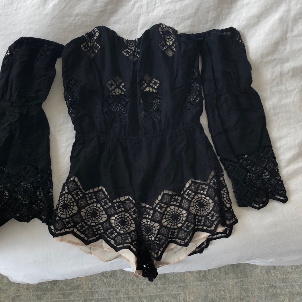 Stone Cold Fox black short romper